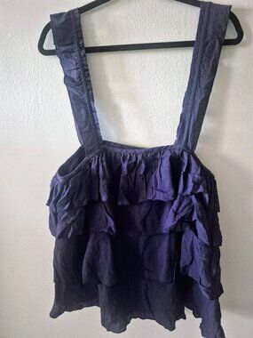 Great Plains Purple Ruffle Tiered Tank Top Medium